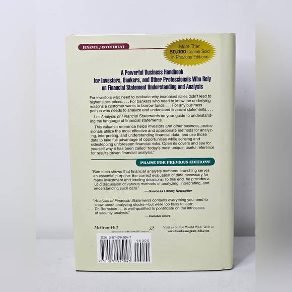 Analysis of Financial Statements 5th Edition Hardcover Book Bernstein & Wild New - Picture 2 of 10
